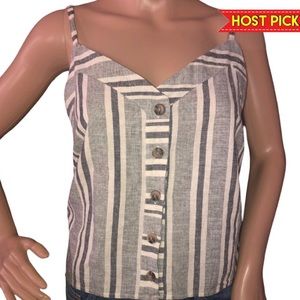 RD STYLE | STRIPED SPAGHETTI STRAP BUTTON TANK TOP